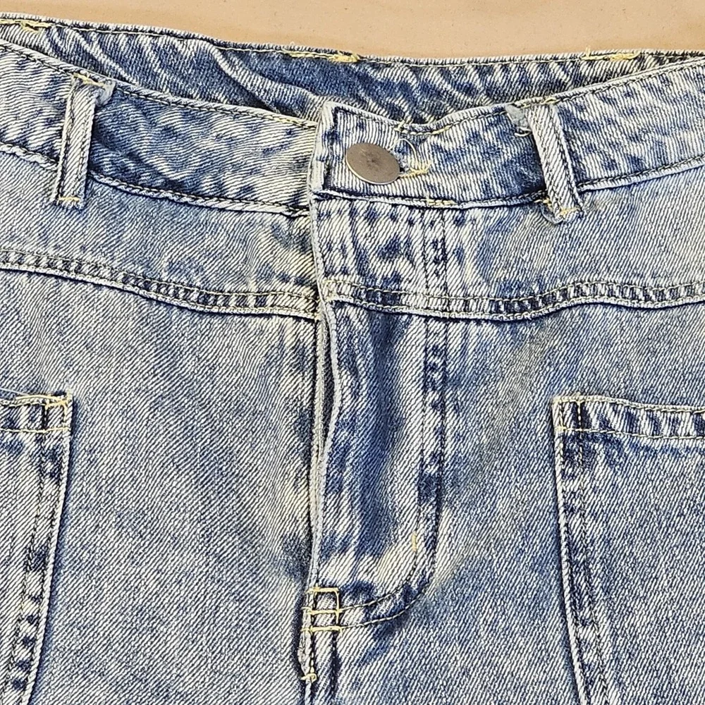 Bibi Wide Leg Light Wash Womens Jeans Button Fly High-Rise Large/‎ Waist 32